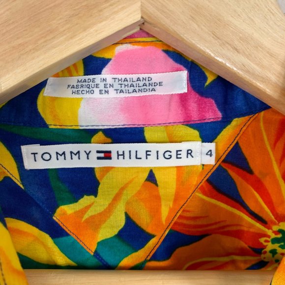 Tommy Hilfiger Long Sleeve Button Up Top Blouse 4 tropical hawaiian - Picture 2 of 3